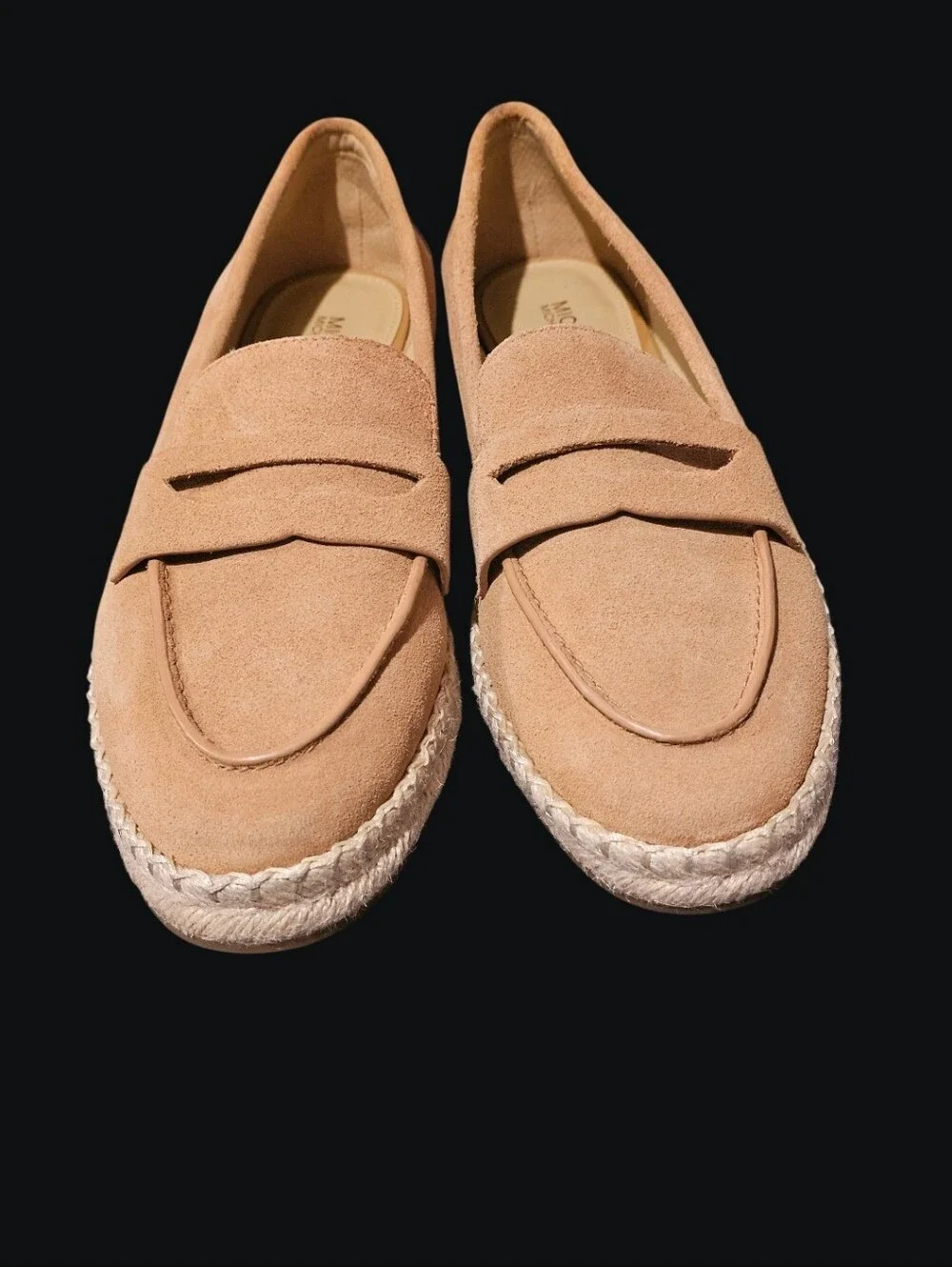 Michael Kors Women's Tan Leather Penny Loafers with Espadrille Sole